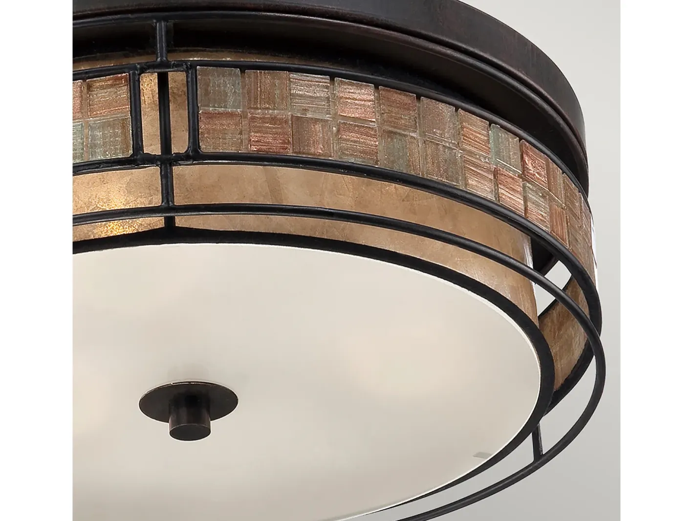 Hot Elstead Laguna 3 ljus stor infälld taklampa renässanskoppar, E27 Cobrizo