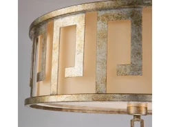 Lámpara Suspendida-Elstead Lemuria 3 Ljus Stort Runt Tak Duo-Mount Pendel Guld, E27 Dorado