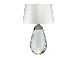 Discount Elstead Lena 2 ljus stor rökbordslampa med off-white skärm, röktonat glas, off-white skärm, E27 Blanco