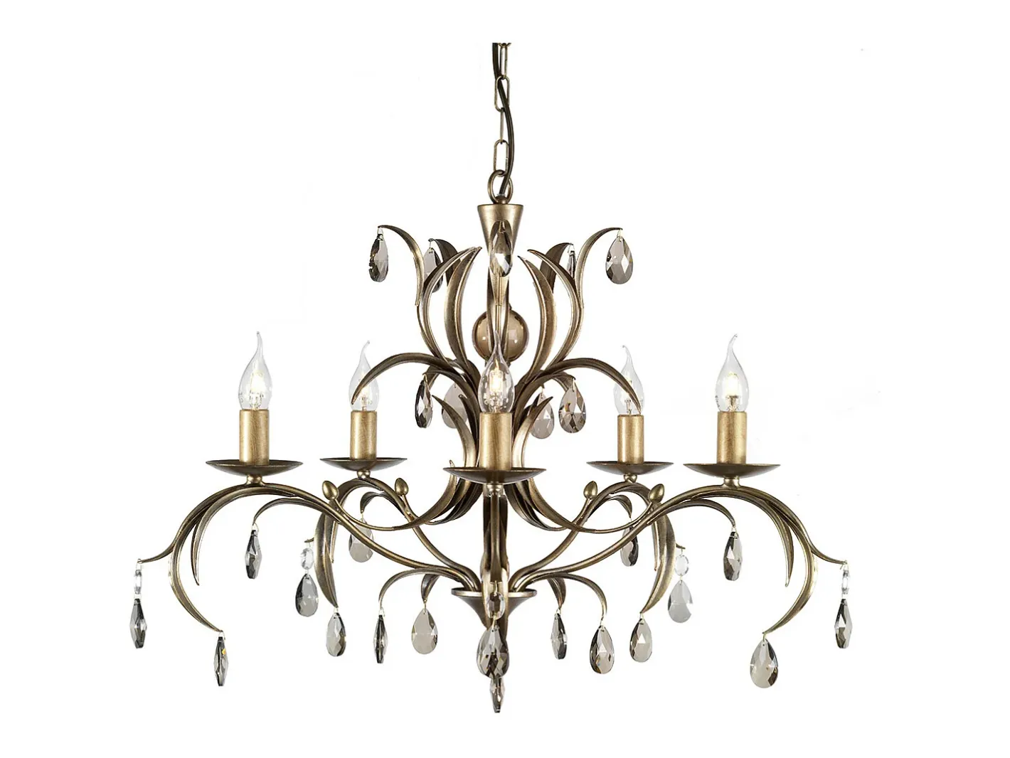 Elstead Lily 5 ljus ljuskrona metallisk brons blommiga blad Design Bronce Hot