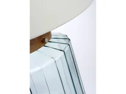 Lámpara De Mesa-Elstead Luga Bordslampa - Naturligt, polerat nickel, glas Marru00f3n