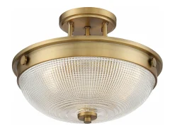 Plafón-Elstead Mantle 2 Light Semi-Flush - Weathered Brass, E27 Camel