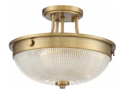 Plafón-Elstead Mantle 2 Light Semi-Flush - Weathered Brass, E27 Camel