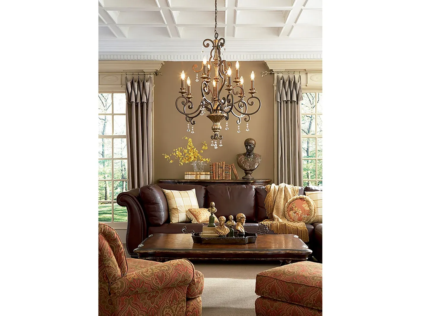 Elstead Marquette 9 ljus ljuskrona antik bronsfinish, E14 Bronce Outlet