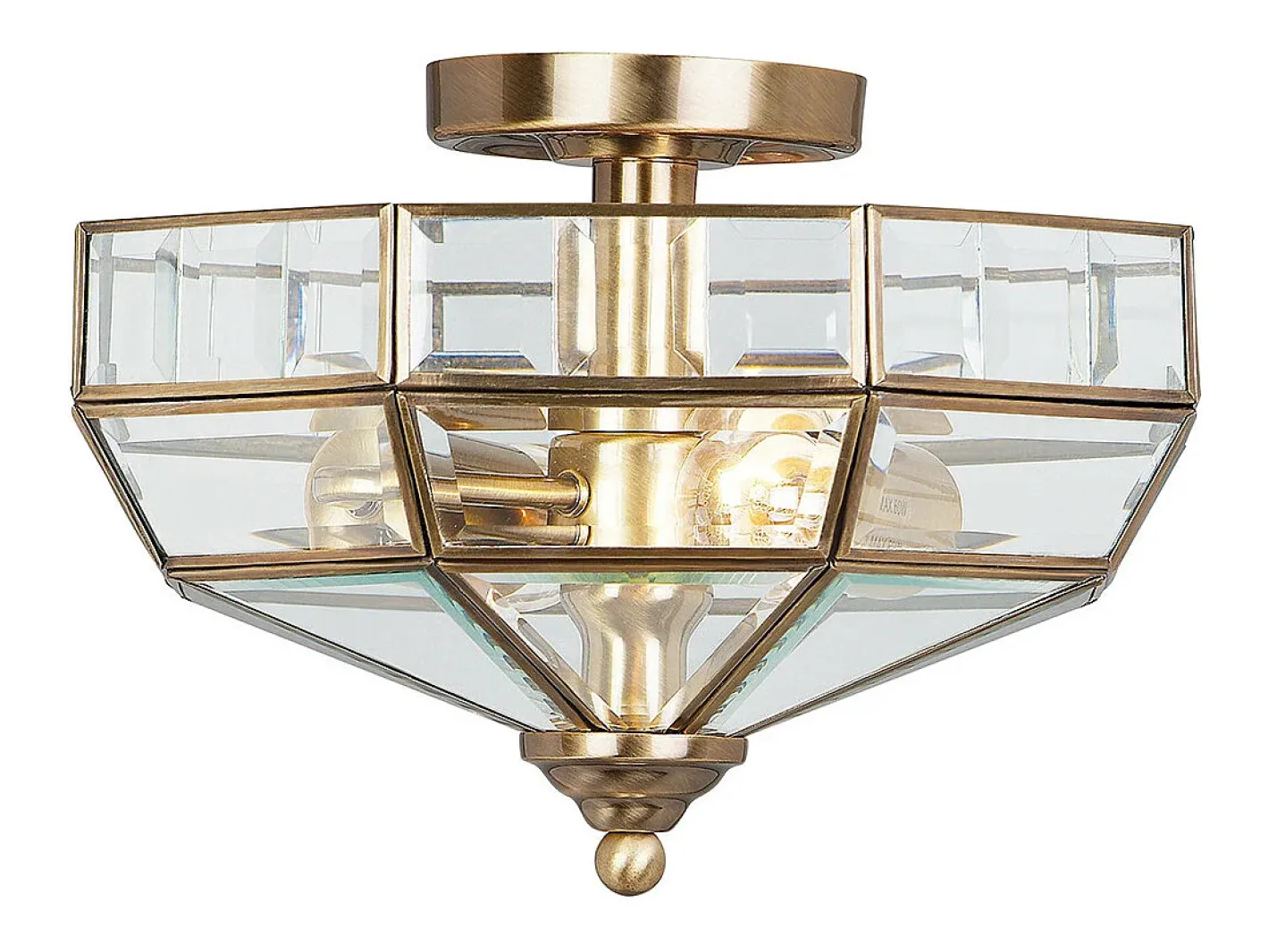 Elstead Old Park 2 Ljus Semi Flush Taklampa Antik Mässing, E27 Camel Best