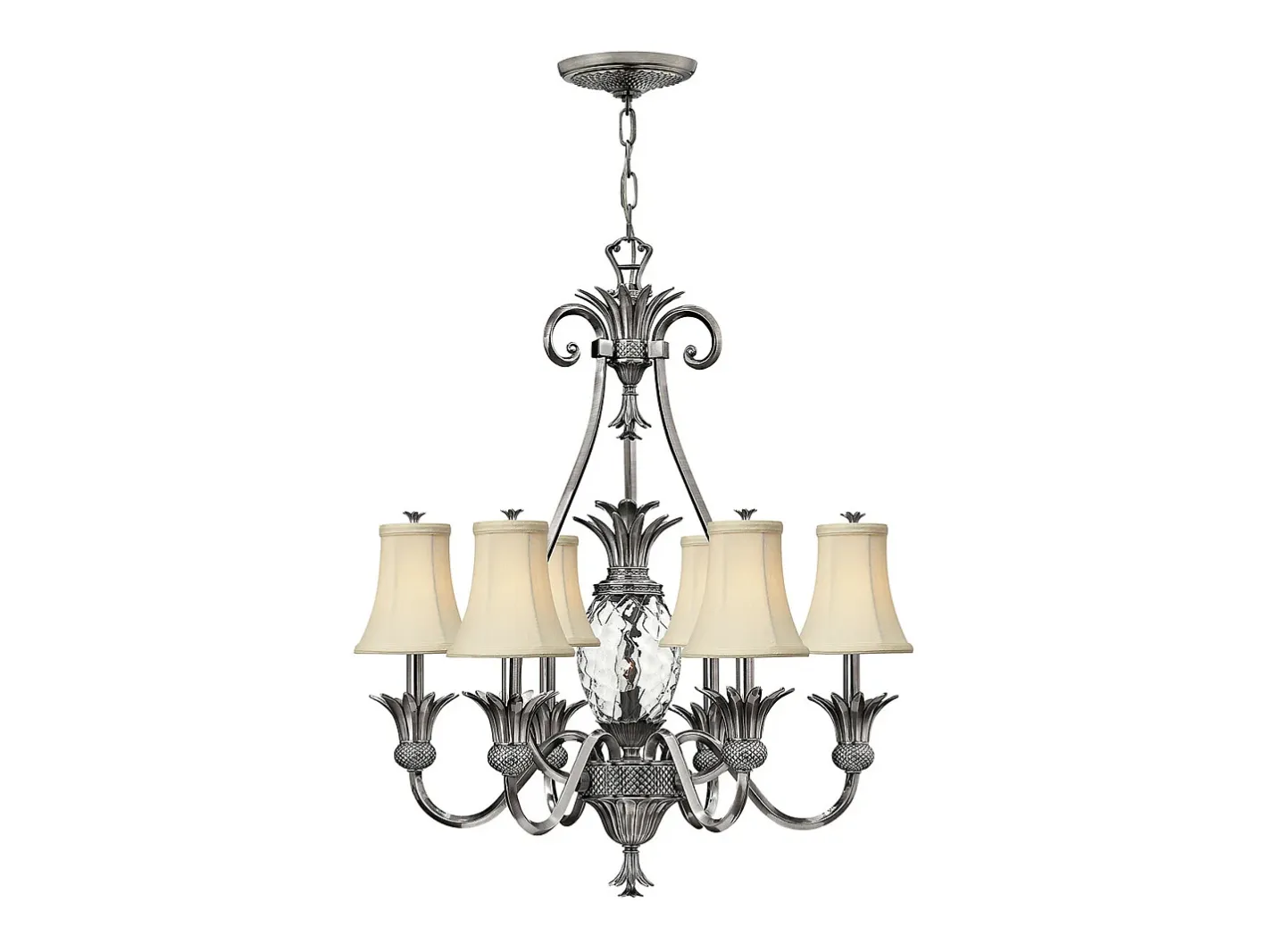 Discount Elstead Plantation 7 ljus multiarm ljuskrona polerad nickelfinish, E14 Gris
