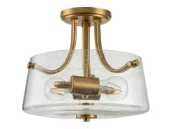 Discount Elstead Quoizel Hollister Skål Semi Flush Ceiling Light Borstad mässing Camel