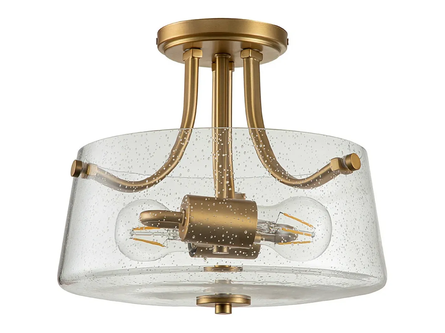 Discount Elstead Quoizel Hollister Skål Semi Flush Ceiling Light Borstad mässing Camel