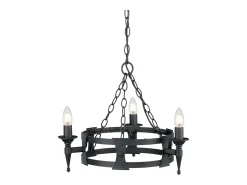 Online Elstead Saxon Ljuskrona 3 ljussvart finish, E14 Negro