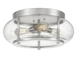 Elstead Trilogy 3 Light Flush Mount, Borstad Nickel, E27 Gris