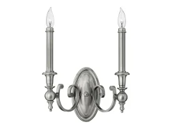 Aplique Para Pared-Elstead Yorktown 2 ljus inomhusljus vägglampa antik nickel, E14 Gris