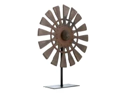 Online Made In Meubles Escultura de madera y metal en forma de rueda Georgia - Gris