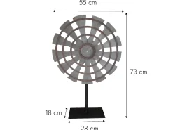 Online Made In Meubles Escultura de madera y metal en forma de rueda Georgia - Gris