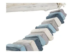 Estatua-Escultura de velero en madera con red de tela 45x45x7cm Enok - Marino Azul