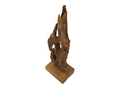 New Escultura decorativa artesanal en madera de teca estilo étnico Rakat Marru00f3n
