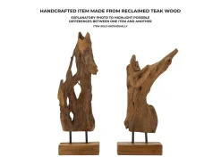 New Escultura decorativa artesanal en madera de teca estilo étnico Rakat Marru00f3n
