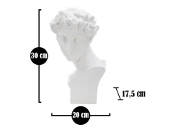 Estatua-Escultura decorativa de resina blanca rostro masculino Enea Blanco