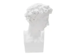 Estatua-Escultura decorativa de resina blanca rostro masculino Enea Blanco