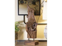 Escultura decorativa étnica de madera de teca hecha a mano Akar Marru00f3n