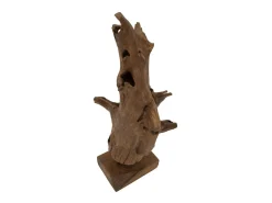 Escultura decorativa étnica de madera de teca hecha a mano Akar Marru00f3n