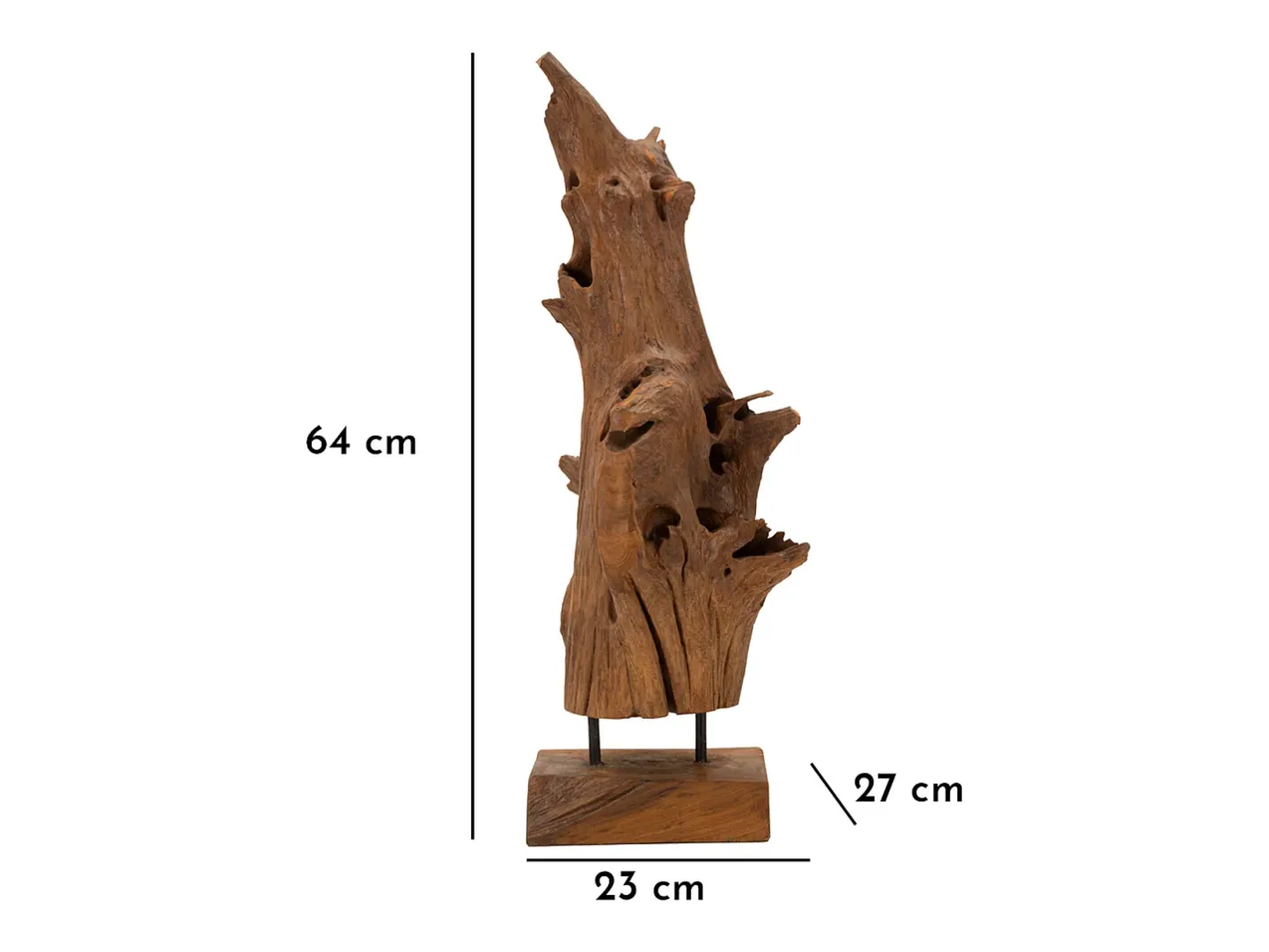 Escultura decorativa étnica de madera de teca hecha a mano Akar Marru00f3n