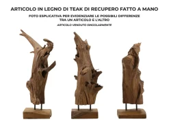Escultura decorativa étnica de madera de teca hecha a mano Akar Marru00f3n