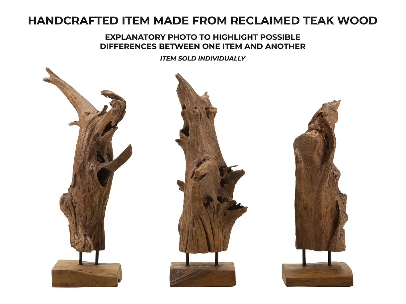 Escultura decorativa étnica de madera de teca hecha a mano Akar Marru00f3n