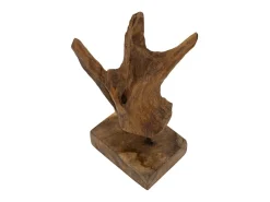 Discount Escultura estilo étnico en madera de teca tallada a mano Taka Marru00f3n
