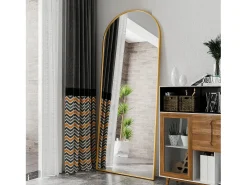 Espejo arqueado de cuerpo entero, 180 x 80 cm, de pared, para salón, Dorado Discount