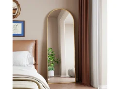 Espejo arqueado de cuerpo entero - 53 x 162 cm Espejo de pie arqueado grande de cuerpo entero - Espejo de tocador para sala de estar, Dorado Hot