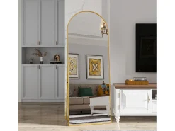 Espejo arqueado de cuerpo entero - 53 x 162 cm Espejo de pie arqueado grande de cuerpo entero - Espejo de tocador para sala de estar, Dorado Hot
