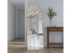 Espejo arqueado de cuerpo entero - 53 x 162 cm Espejo de pie arqueado grande de cuerpo entero - Espejo de tocador para sala de estar, Dorado Hot