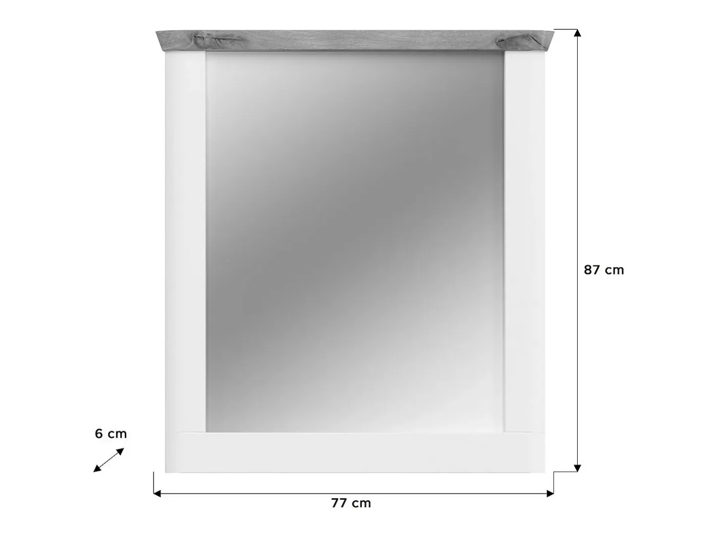 Meublorama Espejo CAMPAGNA y roble – 77x87 cm, estilo rústico Blanco Hot