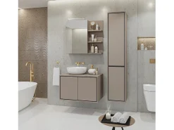 Outlet Meublorama Espejo con almacenaje para baño GOBI color marrón Marru00f3n