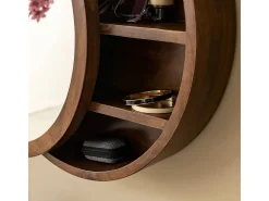 Made In Meubles Espejo con estantes en madera de mango oscuro Remick Marru00f3n Clearance