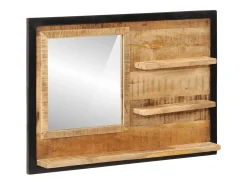 Espejo con estantes 80x8x55 cm cristal y madera maciza de mango Marru00f3n Best