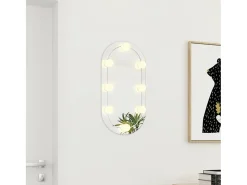 Espejo De Pared|Espejo-Espejo con iluminación LED 60x30 cm Cristal Ovalado Plateado