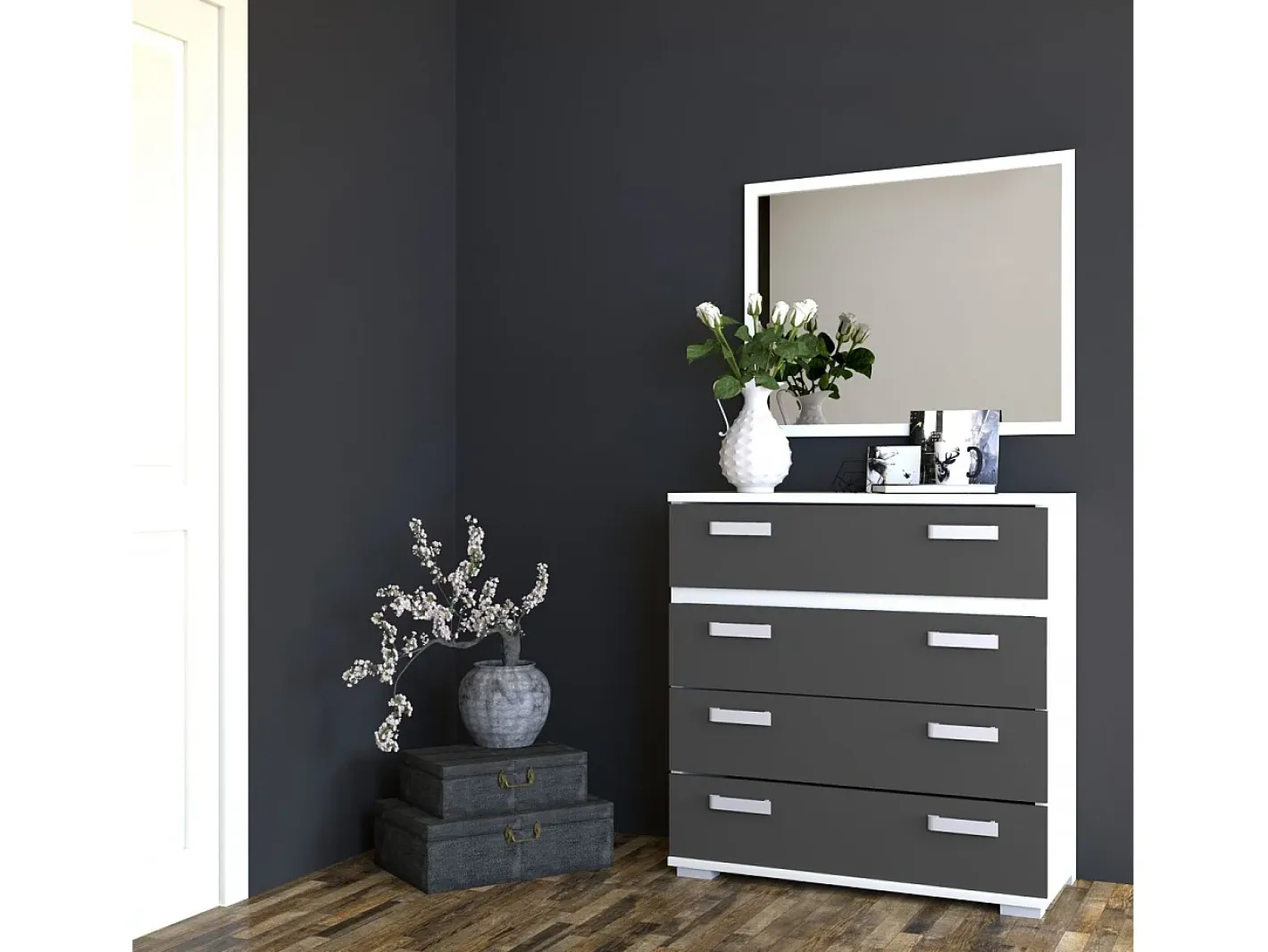 Outlet duehome Espejo cuadrado Ataneq Blanco