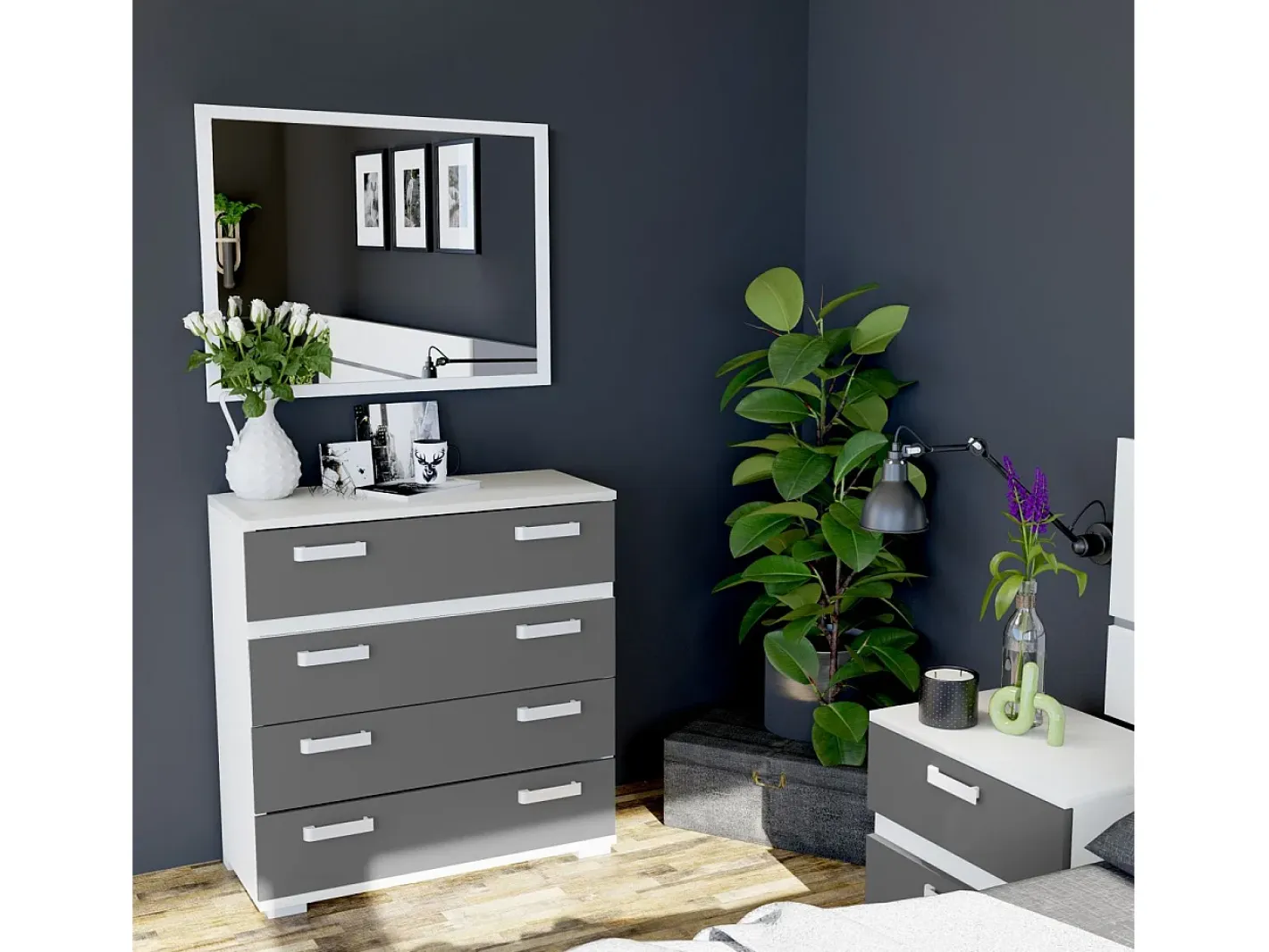Outlet duehome Espejo cuadrado Ataneq Blanco