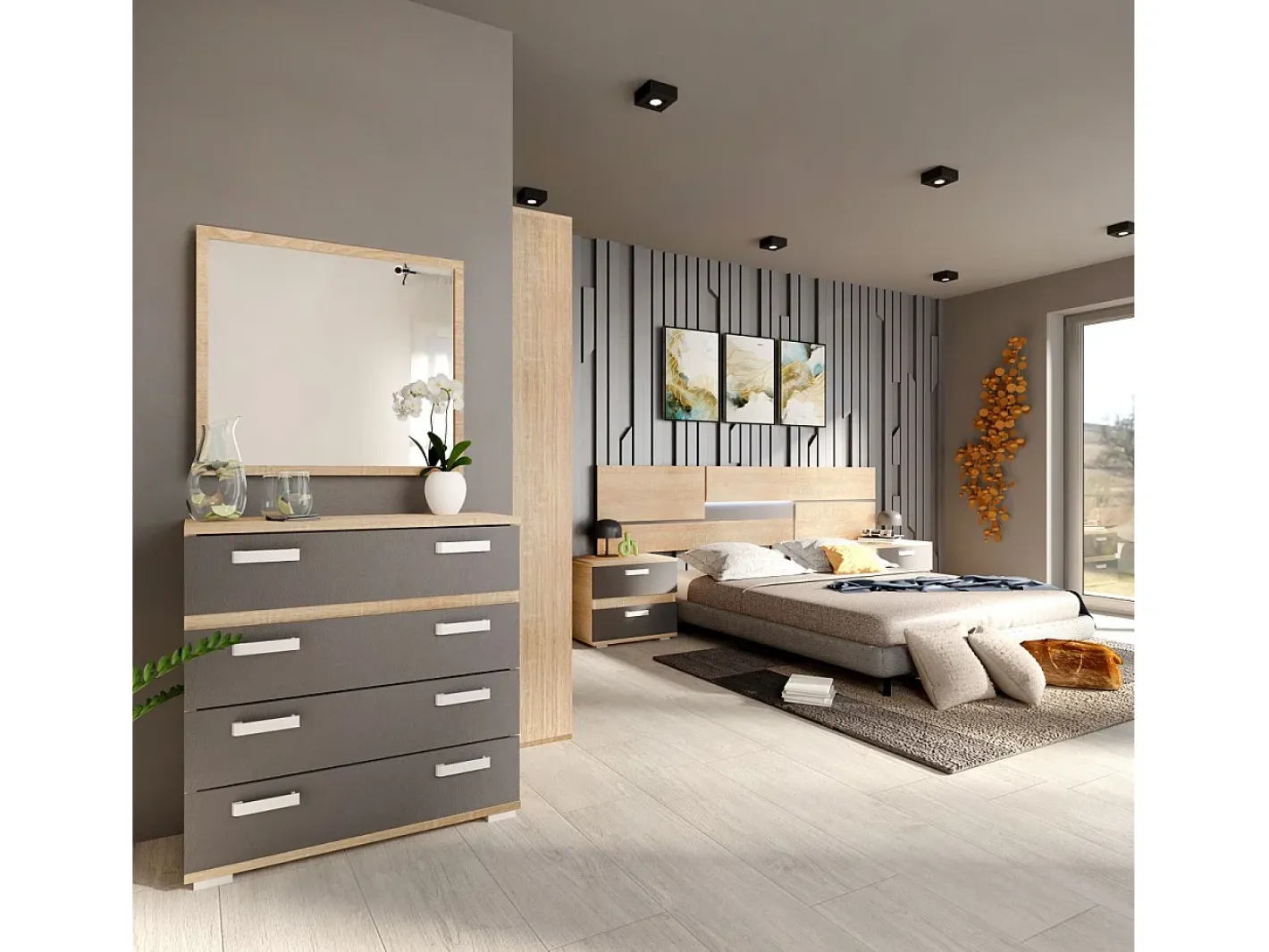 duehome Espejo De Pared|Espejo-Espejo cuadrado Ataneq Cambria Marru00f3n