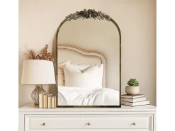 Fativo Espejo de arco de metal - L 60,5 x H 91,6 cm - Espejo de pared de diseño dorado Marru00f3n