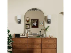 Fativo Espejo de arco de metal - L 60,5 x H 91,6 cm - Espejo de pared de diseño dorado Marru00f3n