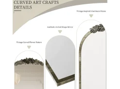 Fativo Espejo de arco de metal - L 60,5 x H 91,6 cm - Espejo de pared de diseño dorado Marru00f3n