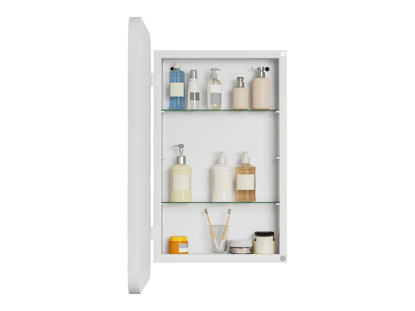 Espejo-Espejo de baño - Mueble con espejo - Estante regulable - 76 x 51 cm - Blanco