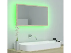 Espejo de baño acrílico color roble Sonoma 80x8,5x37 cm ES990119 Marru00f3n