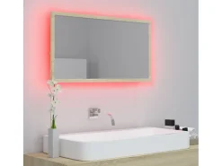 Espejo de baño acrílico color roble Sonoma 80x8,5x37 cm ES990119 Marru00f3n