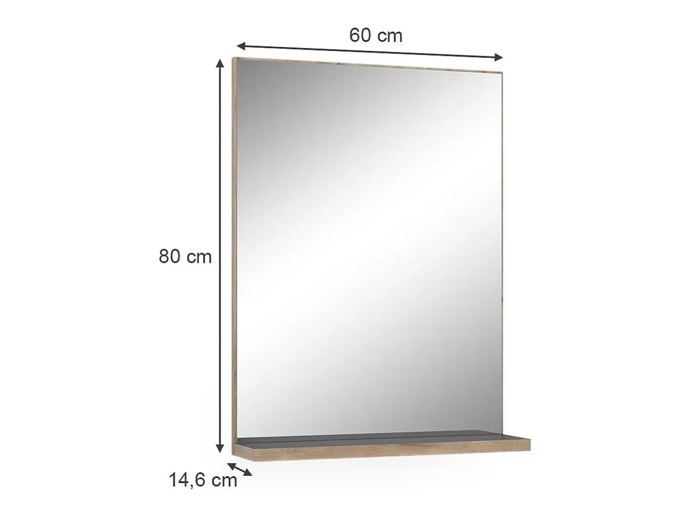 Vicco Espejo-Espejo de baño antracita 60x14.6x80 niko Gris antracita