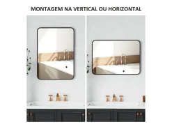 Homcom Espejo De Pared|Espejo-Espejo de baño Aurius enmarcado 70x50 Negro