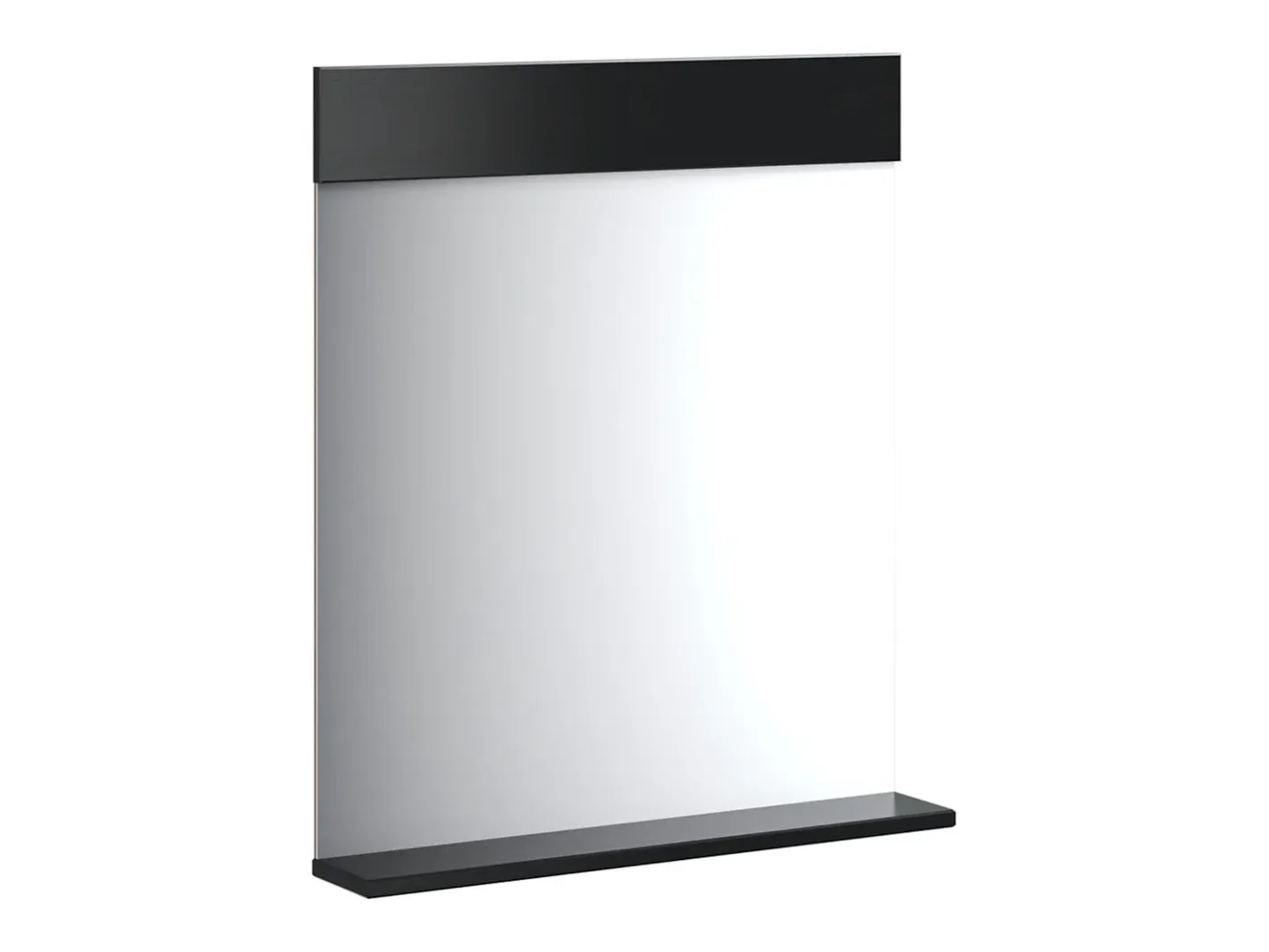 Hot Espejo de baño BERG con estante de madera maciza negra Negro