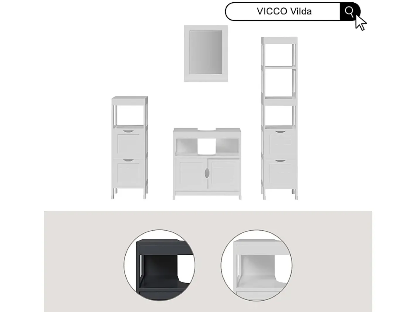 Vicco Espejo de baño 40x10x50 vilda Blanco